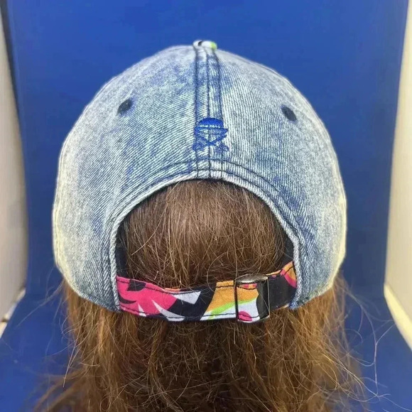 Vibrant Denim Cap with Colorful Patterned Brim - Picture 5 of 7